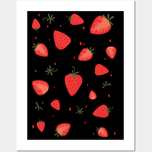 Vintage Strawberry Pattern Posters and Art